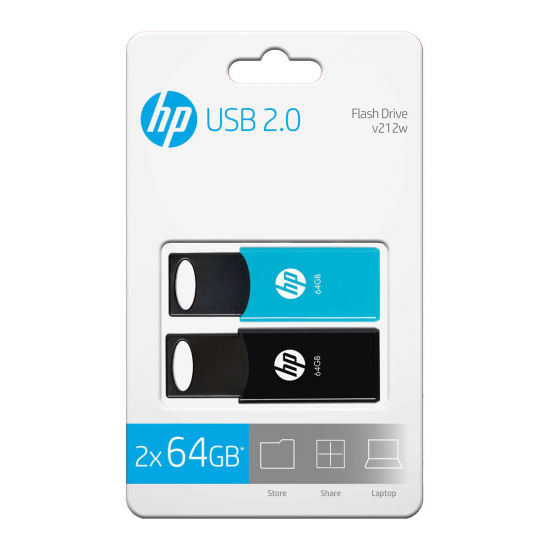 Pack de 2 memorias USB HP 212, 2x64GB blanco 2.0 TWIN